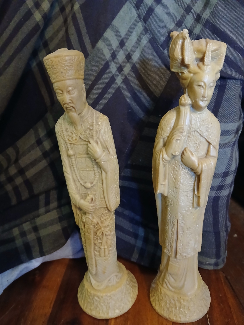 Classic Cream Ceramic Oriental Figurine Pair - Home Art